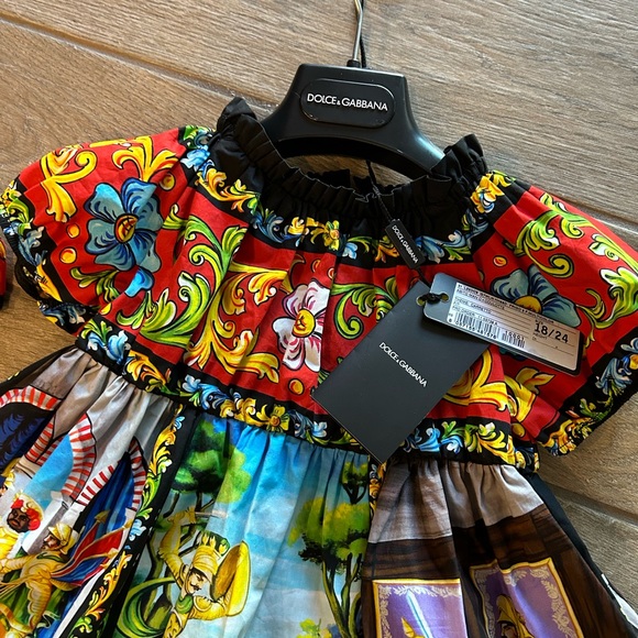 DOLCE & GABBANA Multicolor Masterpiece Dress with bloomers size 18-24 month. - Picture 4 of 16